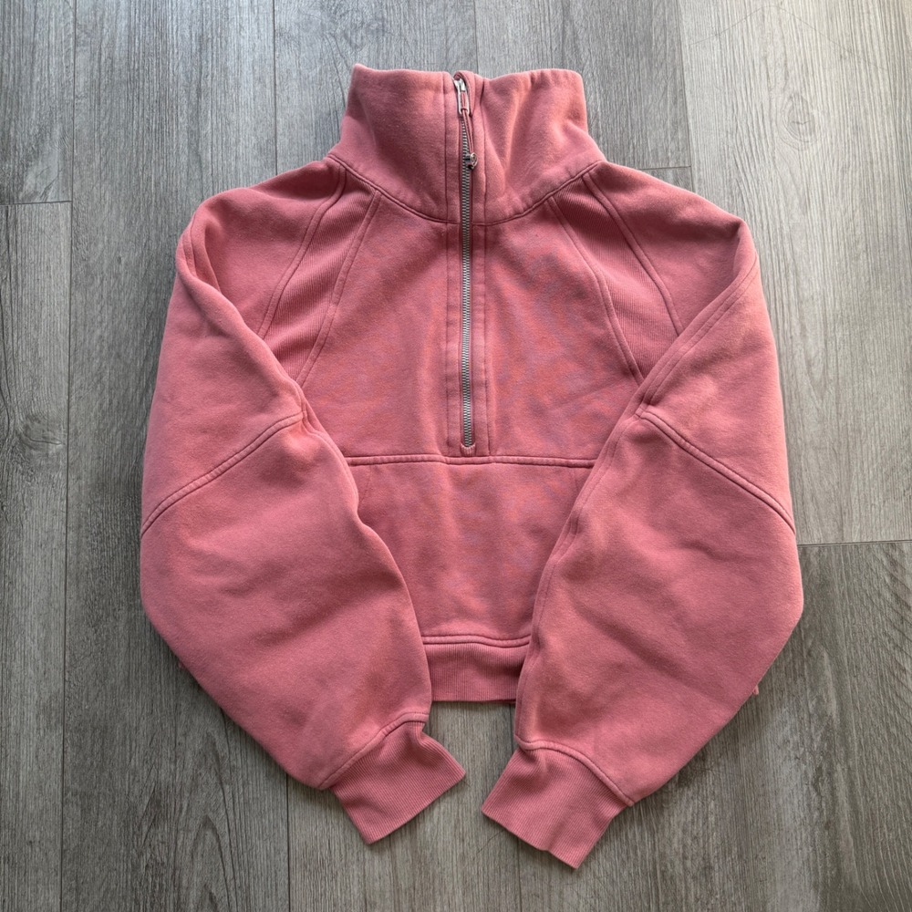Lululemon Womens XXS/XS Pink Cropped 1/2 Zip Scuba Pullover Sweatshirt Soft